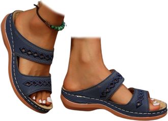 Generic Wide Width Orthopedic Sandals for Women Dressy Boho Slip-On Platform,Open Toe Summer Beach Shoes - Comfort Flat Sandals for Walking,Outdoor & Casual W