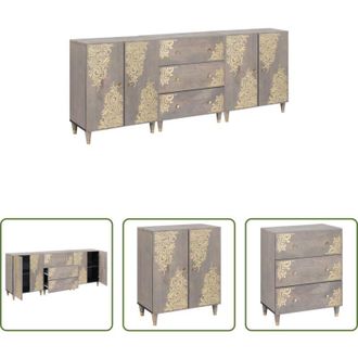 vidaXL Armadi da bagno moderni - Set di Armadi da Bagno 3 pcs Grigio e Oro 180 x 33 x 75 cm