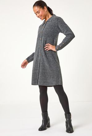 Roman Collared Knit Shift Dress