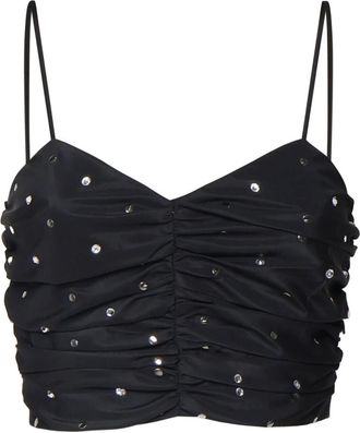 Pinko Cropped Top met Studs - Dames - Tops zonder mouwen - Zwart - M - Tops