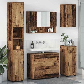 vidaXL Set di mobili per il bagno con cassetto 5 pcs Legno vecchio vidaXL