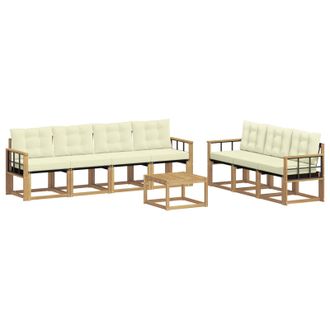 vidaXL Conjunto De Sof&aacute;s De Exterior Con Coj&iacute;n 8 Pcs Blanco Y Crema Vidaxl