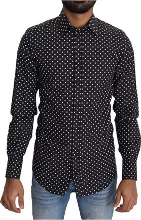 Dolce & Gabbana Lange Mouwen Shirt met Kraag - Heren - Casual Overhemden - Zwart - XS - Katoen - Overhemden