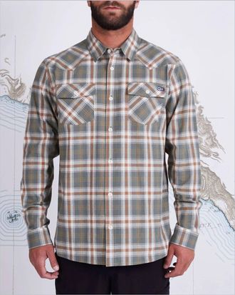 Salty Crew Herdsman Flannel Shirt In Moss