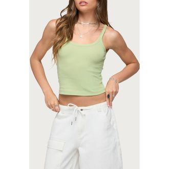 Edikted Basic Babe Stretch Cotton Crop Camisole in Green at Nordstrom, Size X-Large
