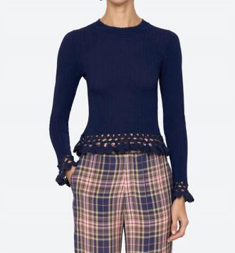 Sea New York Abbie Knit Long Sleeve Top In Navy
