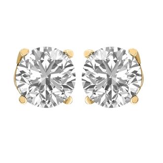 Diamond2Deal 14k Gold 1.25Ct Round Lab Grown Diamond Solitaire Stud Earrings
