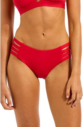 Seafolly Collective Multi Strap Hipster Bikini Bottoms in Cosmo Red at Nordstrom, Size 14
