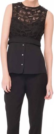 Veronica Beard Pre-Loved Playa Combo Sleeveless Top In Black