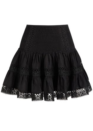 Charo Ruiz Ibiza Hortens Lace-embellished Cotton-blend Mini Skirt - Black - XS (UK6 / XS)