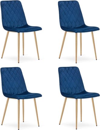 OEM Silla Tur&iacute;n - Terciopelo Azul Marino / Patas Color Madera X 4