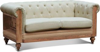 PIB Sof&aacute; Chesterfield de 2 plazas en lino beige