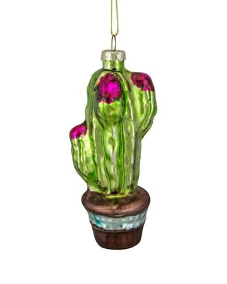 Northern Lights Dnu Unprofitable Northlight 4.75In Green And Pink Potted Cactus Glass Christmas Ornament