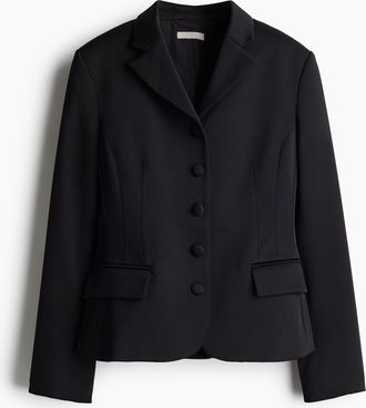 H&M Taillierter Satinblazer - Schwarz