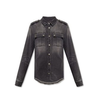Balmain Black Denim Mens Shirt