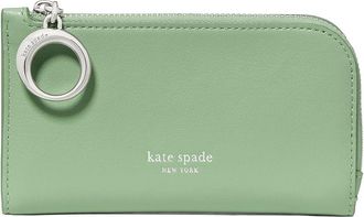 Kate Spade New York Halo Fine Grain Leather Small Slim Bifold Wallet Wallet Womens Handbags Crisp Sage