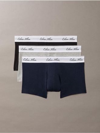 Calvin Klein Mens Icon Cotton Stretch Script 3-Pack Low Rise Trunk - Multi - XL