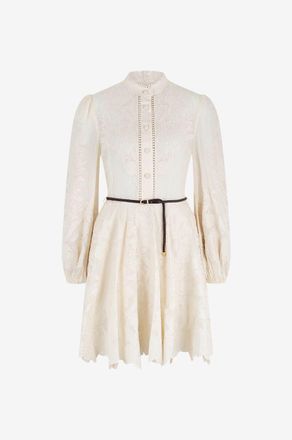 Zimmermann Besticktes Minikleid aus Leinen Ottie