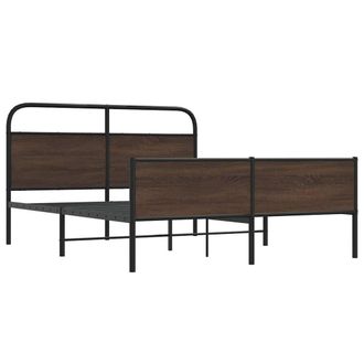 Berkfield Home Metal Bed Frame without Mattress Brown Oak 160x200 cm