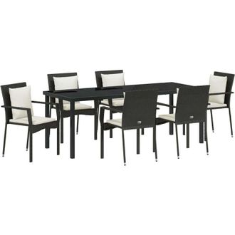 vidaXL Conjunto De Comedor De Jard&iacute;n 7 Pcs Negro Rat&aacute;n Sint&eacute;tico Vidaxl
