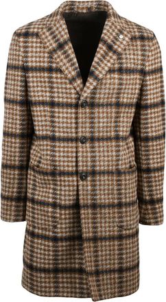 L.B.M. 1911 Beige-Brown Polyester-Blend Coat