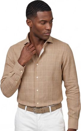 John Miller Katoenen John Miller overhemd bruin geruit Tailored Fit