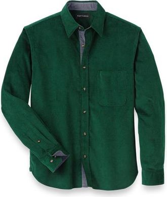 Paul Fredrick Slim Fit Cotton Corduroy Casual Shirt in Green at Nordstrom, Size X-Large