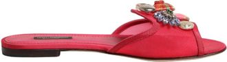Dolce & Gabbana Platte Slippers - Dames - Sandalen - Rood - 35 EU - Leer - Schoenen