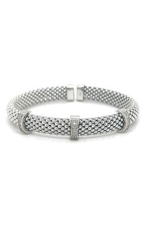 Meshmerise Pav&eacute; Diamond Station Bangle Bracelet - 0.10 ctw in White Gold at Nordstrom Rack