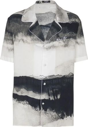 Balmain Moon-Print Shirt - Mens - Viscose