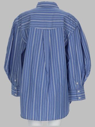 Ganni Striped Organic Cotton Shirt - Blue