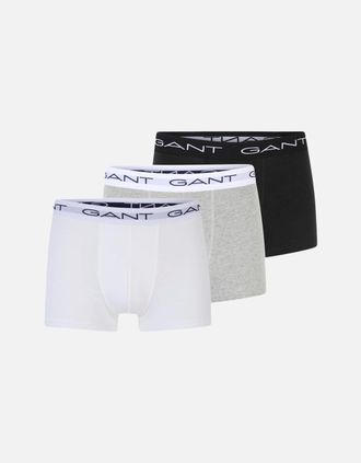GANT Mens 3-Pack Classic Logo Boxer Trunks, Black/White/Grey - Size: 33/32/32