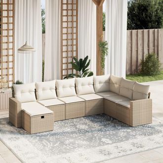 vidaXL Vidaxl - Juego De Sof&aacute;s De Jard&iacute;n Con Cojines Beige 8 Pzas Rat&aacute;n Pe