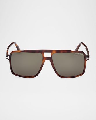 Tom Ford Mens Kemp Acetate Rectangle Sunglasses