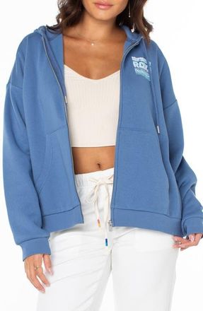 Roxy Evening Lineup Graphic Zip Hoodie in Blue Horizon at Nordstrom, Size X-Small