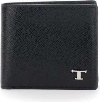Tod's Accessoires, Heren, Zwart, ONE Size, Leer, T Timeless Portemonnee