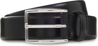 BOSS Leather belt with silver-tone pin buckle