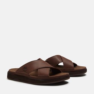 Timberland Sandale TIMBERLAND CASCO COVE SLIDE SANDAL, Herren, Gr. 41,5, dk brn f grain, Leder, Schuhe Sandale, aus Timberland Premium Leder