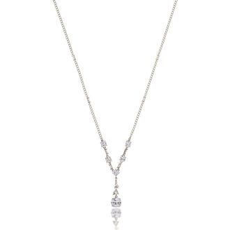 Rivka Friedman White Rhodium Clad Layered CZ Drop Necklace at Nordstrom Rack