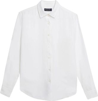 Brooks Brothers Linnen Overhemd met Ruime Pasvorm Herenontwerp - Dames - Overhemden - Wit - S - Linnen - Overhemden