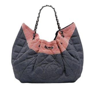 Chanel Pre-owned Stretch Spirit Cabas Tote Bag - Dames - Pre-owned - Blauw - Maat: ONE Size Denim