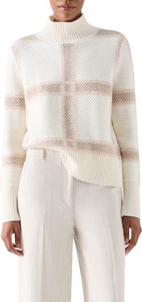Akris Intarsia Wool & Cashmere Blend Sweater in Winter White-Cashew-Oat at Nordstrom, Size 10