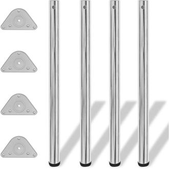 vidaXL Vidaxl - 4 Patas De Mesa Ajustables En Alturas 870 Mm Color Cromo