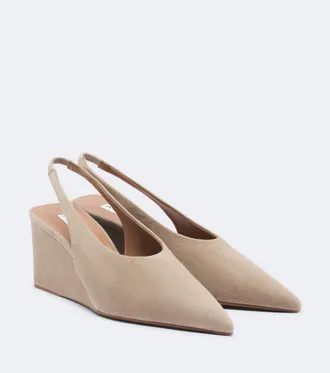 Alaia Ala&iuml;a Suede wedge slingback pumps