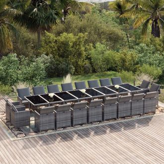 vidaXL Set De Comedor Jard&iacute;n 21 Pzas Con Cojines Rat&aacute;n Sint&eacute;tico Gris Vidaxl