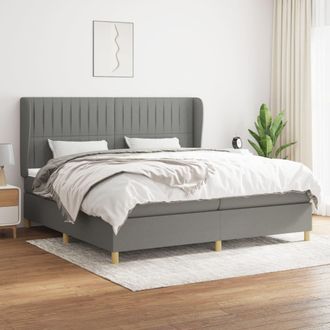 vidaXL Vidaxl - Cama Box Spring Con Colch&oacute;n Tela Gris Oscuro 200x200 Cm