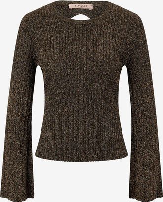 Twinset Lang&auml;rmliges Lurex-Stricktop mit R&uuml;ckenausschnitt