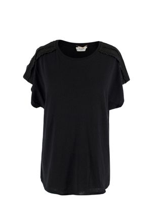 Saint Laurent Black Lace Embroidered T-Shirt Size XS