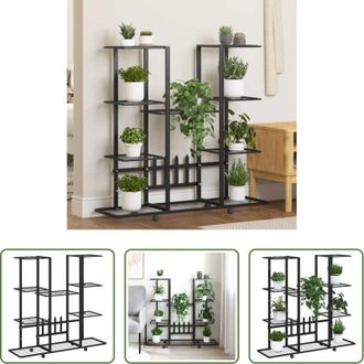 vidaXL vidaXL Fioriera in ferro - Portafiori con Ruote 94,5x24,5x91,5 cm Ferro Nero