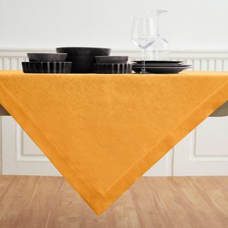 Solino Home Linen Table Throw - Fete, 52 x 52, 52 x 52 in Tangerine Yellow at Nordstrom, Size Medium